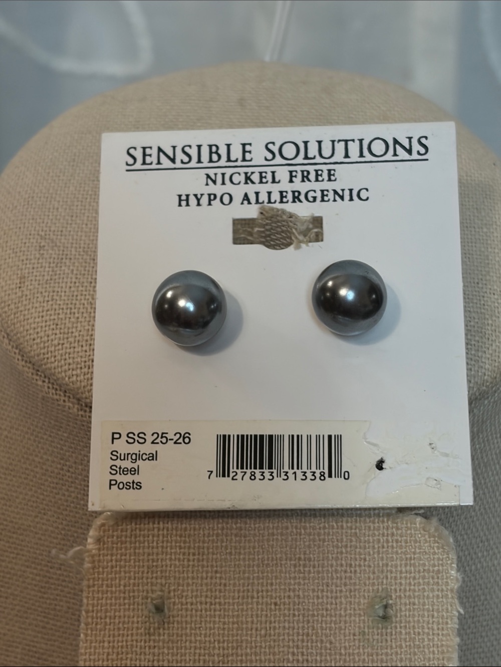 Charcoal gray faux pearl earrings by Sensitive Solutions NWT